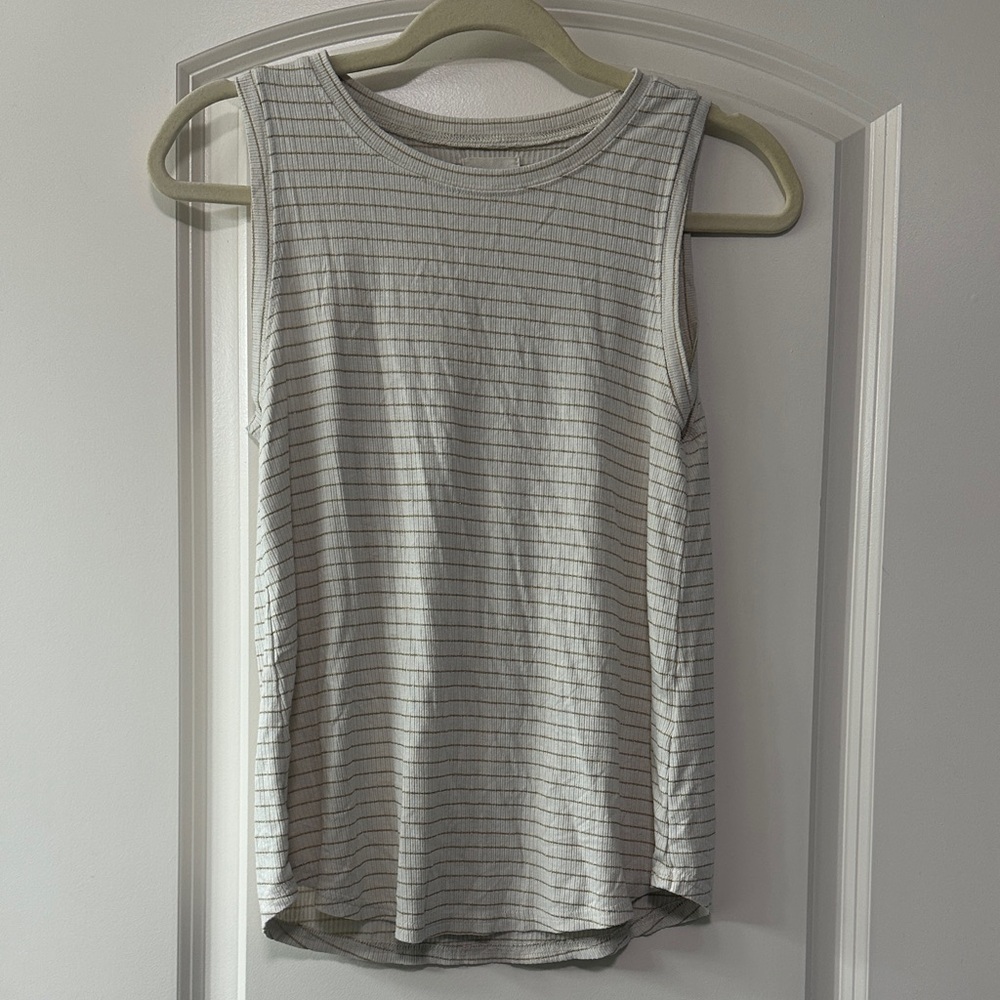 Striped Cream and Gold Sleeveless Top